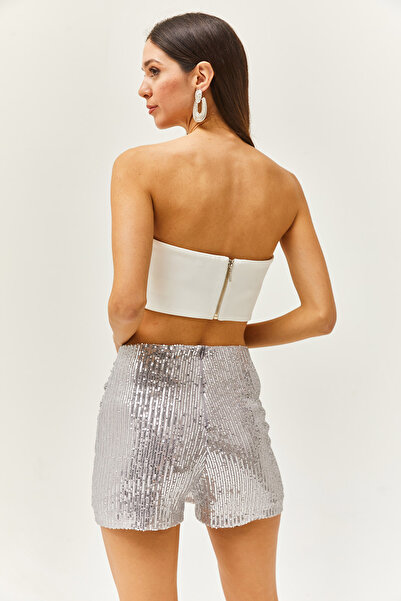 Thil Women's Sequin Embroidered Capped Shorts Skirt 2428-THL