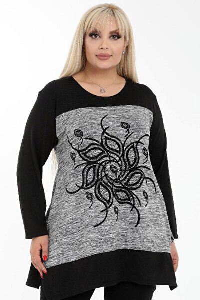 Kheos Μακρυμάνικη άνετη μπλούζα με στρογγυλή λαιμόκοψη με λουλουδάτο μοτίβο