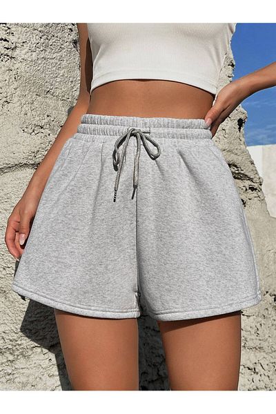 RABTEKS Women's Gray Plain Regular Combed Cotton Shorts