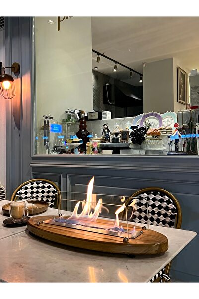 Trihome Ceviz Lux Şöminr Masaüstü Dekoratif Şömine Bioethanol