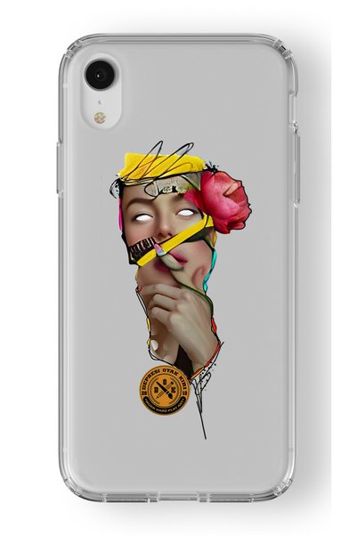 Multitronic حافظة شفافة مطبوعة بتصميم فني متوافق مع هاتف iPhone XR
