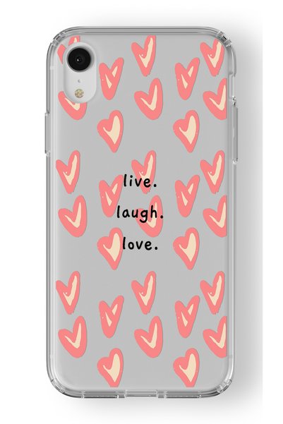 Multitronic حافظة شفافة مطبوعة بتصميم Live Laugh Love متوافقة مع هاتف Iphone Xr
