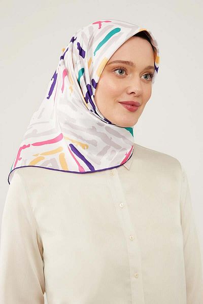 Levidor Μωβ Μοτίβο Βούρτσας Φουλάρι Twill