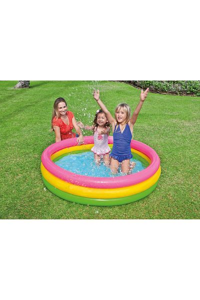 Intex Children's Colorful Inflatable Base 3 Section Pool 114cmx25cm +2 Age 57412