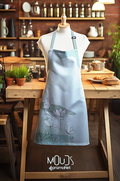 Moud's Süet Kumaş Poppy Soft 1 Desenli Mutfak Önlüğü, Aşçı Önlüğü, Garson Önl...