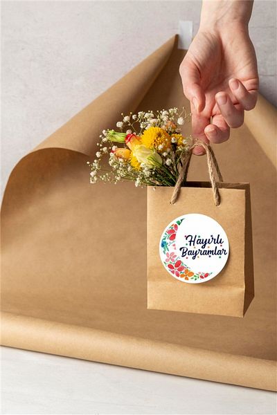 anka design Coated Sticker Packaging & Shipping Label (4x4cm) 48 Pieces - Happy Holidays -