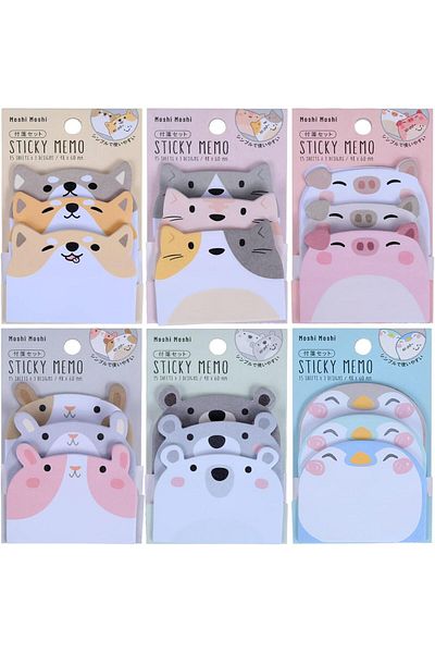 Janissary 4 Pieces of Cute Animal Model Notes - Adhesive Post-it