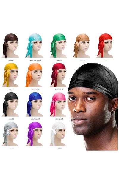 ESUSO Țesătură satinată strălucitoare 11 culori Durag Bandana - Bandă pentru cap, Durags, Gri