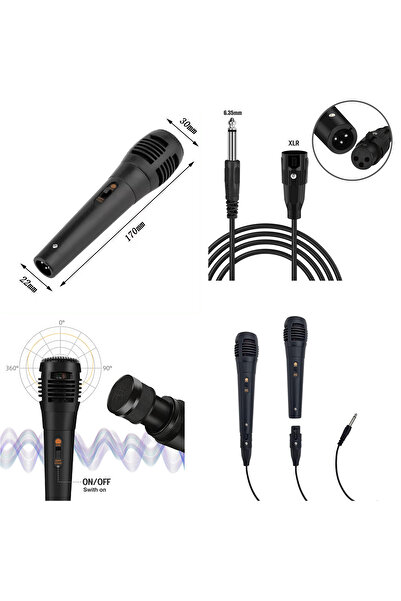 EXENAR Speaker Hoparlör Mikrofonu Karaoke Kablolu Mikrofon 6.5mm Jack Girişli