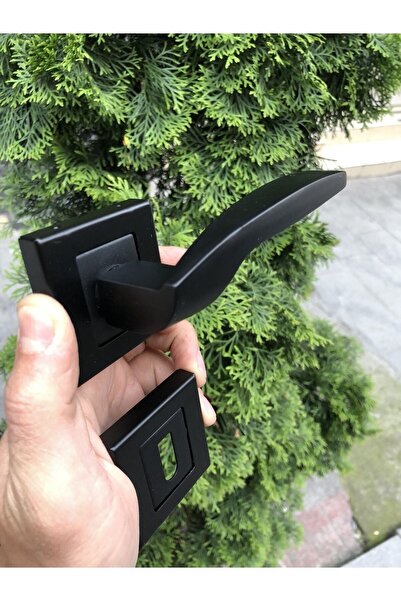 İyem Luxury Aras Square Rosette Door Handle (Room) Matte Black