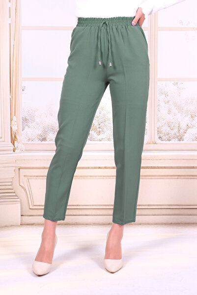 Maystore Παντελόνι από ύφασμα καρότο με ελαστική μέση και τσέπες