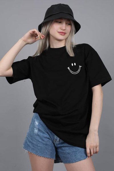 LAND MODA T-shirt Osmeh Štampano Pamuk okrugla kragna Oversize kroj