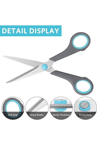 Janissary 5.5 Inch PVD Coated - Soft Grip Stainless Steel Scissors, for Home, School and Office