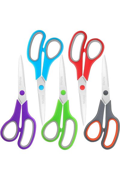 Janissary 9.5 Inch PVD Coated Soft Grip Stainless Steel Scissors - For Home, School and Office