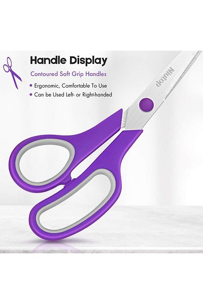 Janissary 9.5 Inch PVD Coated Soft Grip Stainless Steel Scissors - For Home, School and Office