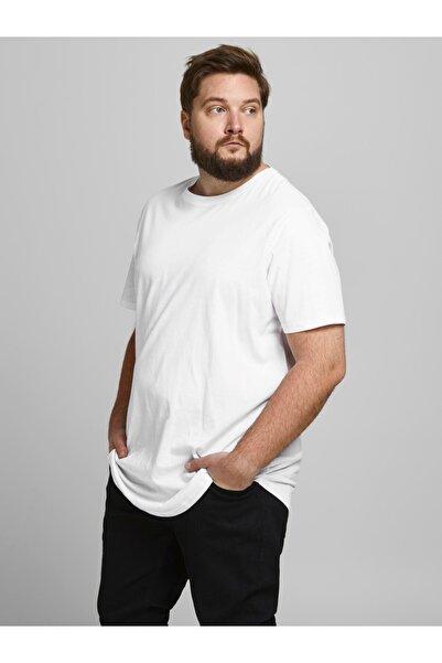 Jack & Jones Jack&jones Plus Великий розмір Біла чоловіча футболка 12184933