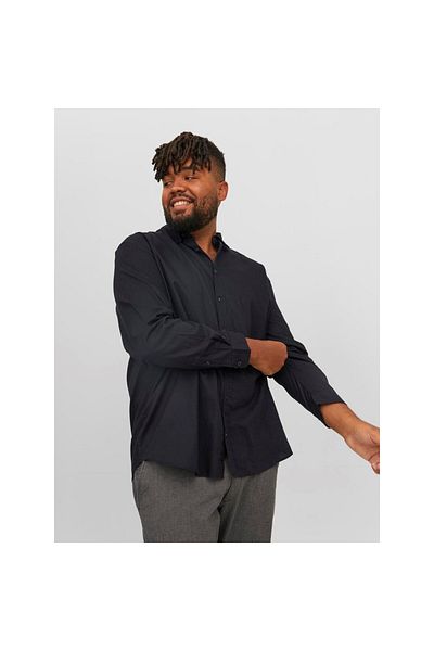 Jack & Jones قميص حطاب رجالي أسود كبير الحجم من Jack&jones Plus12183107