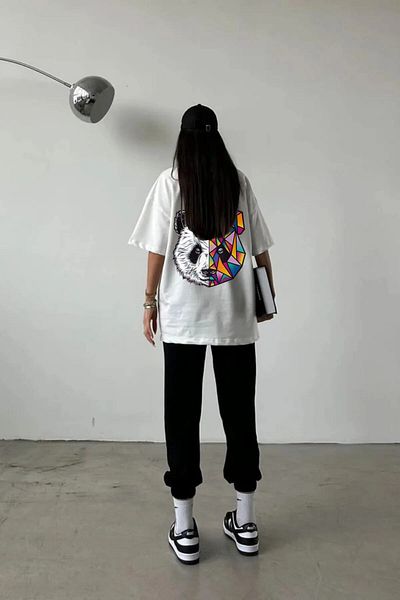 LAND MODA Σετ φόρμας Jogger Crew Neck με στάμπα Panda