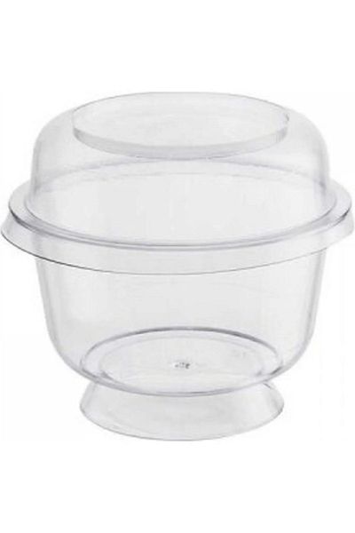 Ambalaj Evi 200 ml 10 Magnolia Bowl with Feet, Dessert and Presentation Lid