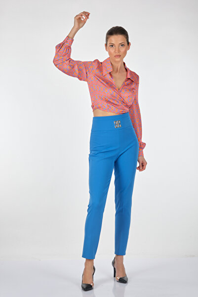 EXPLOSION Штани з підкосами та піднятою талією, сині, жіночі, 221141322