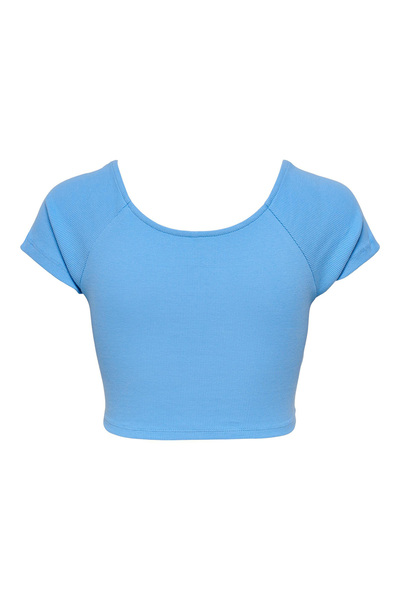 ONLY Γυναικείο μπλε και ροζ κοντό μπλουζάκι Cross Crop - 15230889