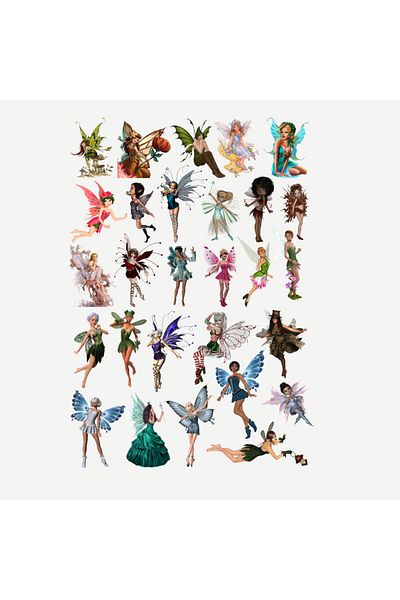 Ororabutik Σετ αυτοκόλλητων Fairycore Fairies 28 τμχ - Σετ αυτοκόλλητων για Scrapbooking και Bullet Journal