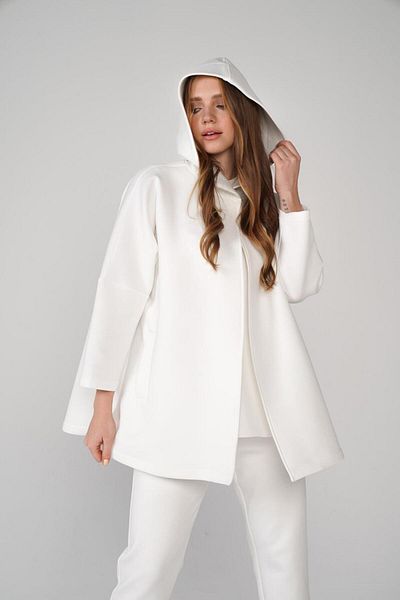 Thesetthur White Nicole Cap - Puff Fabric, Hooded, Pocket and Snap Detail