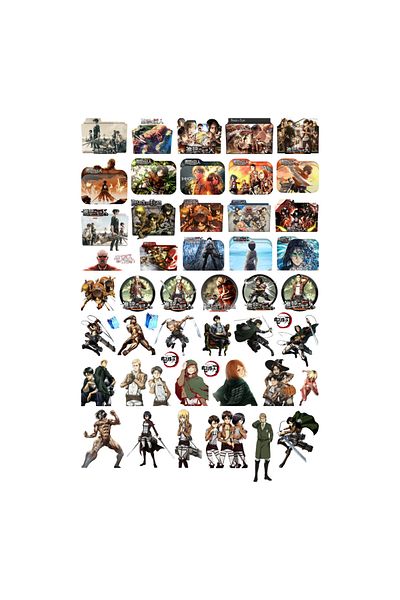 Ororabutik Σετ αυτοκόλλητων Anime Attack On Titan 50 τμχ - Σετ αυτοκόλλητων Scrapbook Bullet Journal