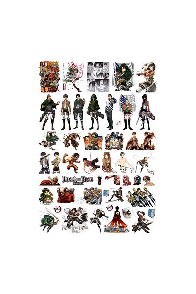 Ororabutik Σετ αυτοκόλλητων Anime Attack On Titan 47 τμχ - Σετ αυτοκόλλητων Scrapbook Bullet Journal