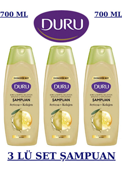 Duru Kuru ve Normal Saçlar için Şampuan Zeytinyağı&Kolajen 700 ML 3 ADET