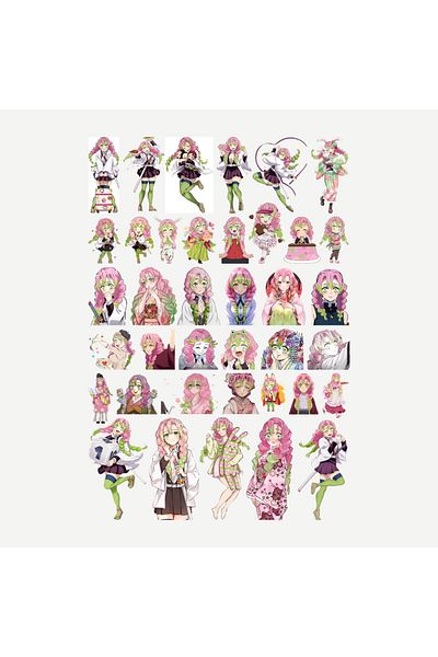 Ororabutik Σετ αυτοκόλλητων Demon Slayer Mitsuri Kanroji 38Pcs - Σετ αυτοκόλλητων, Scrapbook, Bullet Journal