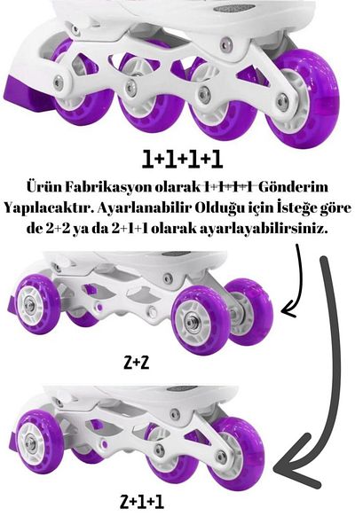 welcomein Purple Lighted Adjustable Silicone Wheel Metal Body Practice Skates Professional Kids-adult Roller Skates