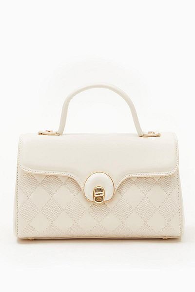Levidor Cream Colored Diamond Slice Handbag