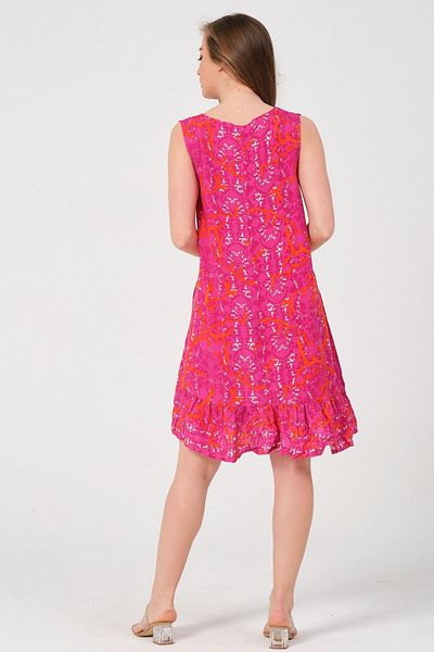 Eceyaman moda WOMEN'S PINK PATTERNED LARGE SIZE DRESS