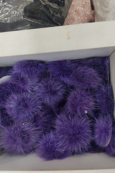 DUAYEN Tüy ponpon ayakkabı oyuncak ve tekstil aksesuarı 10 adet mor renk