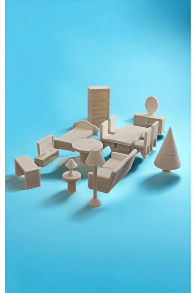 Nana Oyunca Ev- Maket İçin 16 Parça Mobilya Seti (Beyaz)