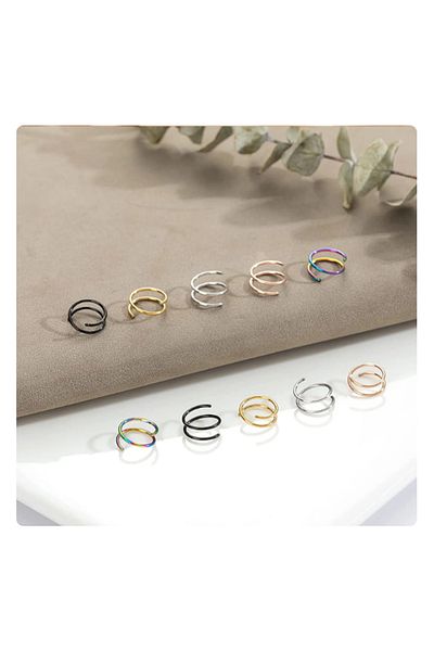 Takıparkxs 3 Pieces Set Stainless Anti-Tarnish Single Hole Piercing - 0.08mm Bar, 8mm Diameter