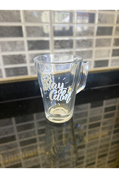 Dore Voir Yazılı Cam Kupa Bardak- " Stay Calm" Yazılı