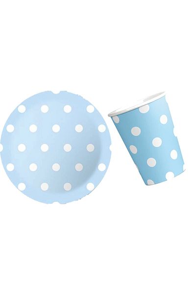Doğumgünü Marketim Blue Cardboard Plates and Cups Set of 8