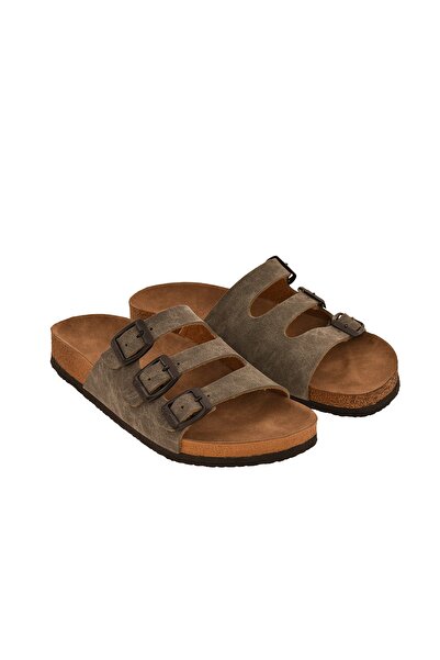JustBow Unisex Khaki Slippers