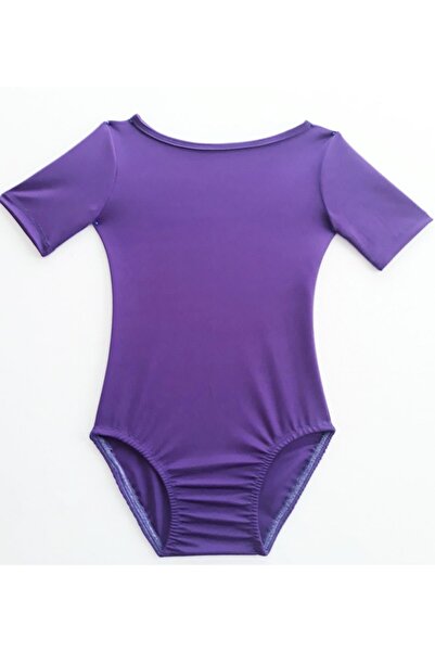 LULLY KİDS Lully Kıds Kız Çocuk Mor Kısa Kol Jimnastik Bale Mayosu Body