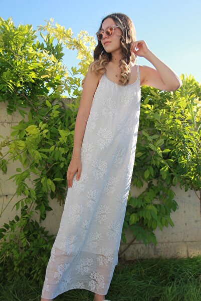 Bohemian Women's White Lace Long Dress