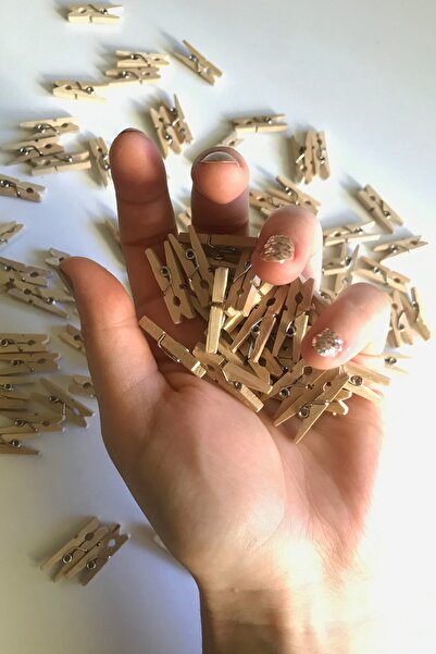 Parti dolabı 100 Adet Ahşap Küçük 2,5cm Mandal, Ataç Fotoğraf Askısı Mandalı