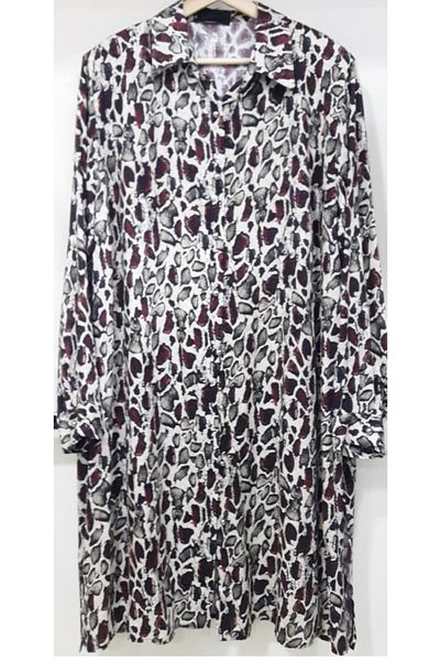 N.Y.YILDIZ Plus Size Viscose Patterned Buttoned Mother Tunic