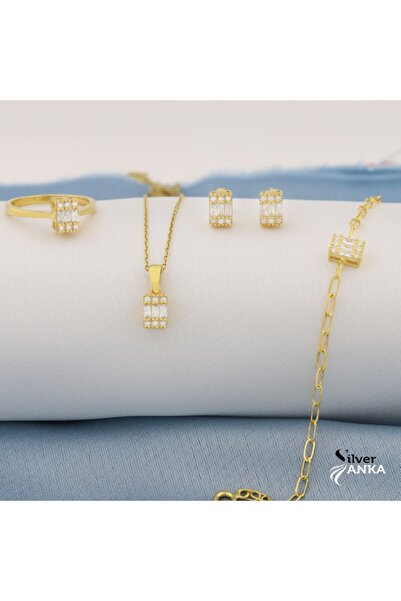 Silveranka 925 Ayar Gümüş Gold Zarif Set