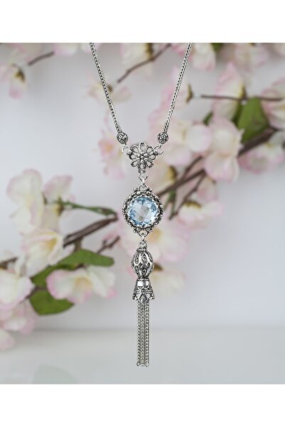 Filigran Silver 925k Gümüş Otantik El Işçiliği Telkari Doğal Sky Blue Topaz T...