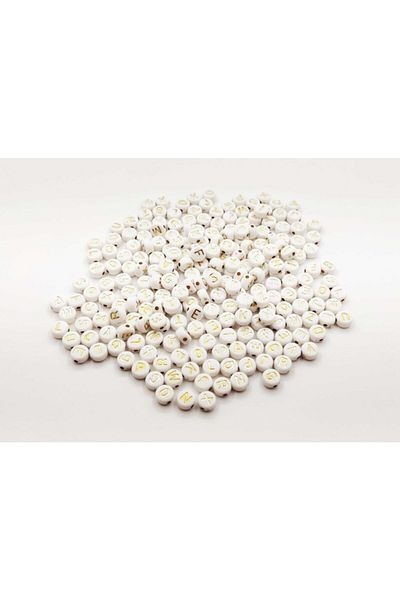 yiğit aksesuar 50 Pieces Flat Letter Beads Gold