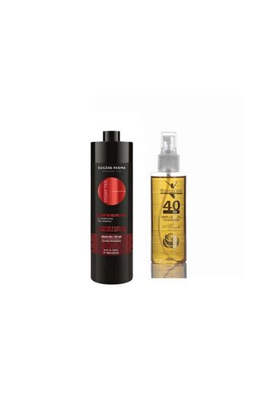 Eugene Perma Essentiel Keratin Nutrition 1000ml Moisture Shampoo + Biomega 40 Herbal Natural Hair Care Oil 150ml