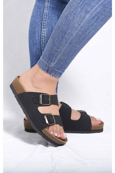 ZSHOES Μαύρες Ορθοπεδικές Παντόφλες Διπλής Πόρπης