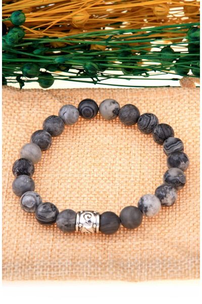 OSMANLI DOĞAL TAŞ Certified Gray Jasper Bracelet